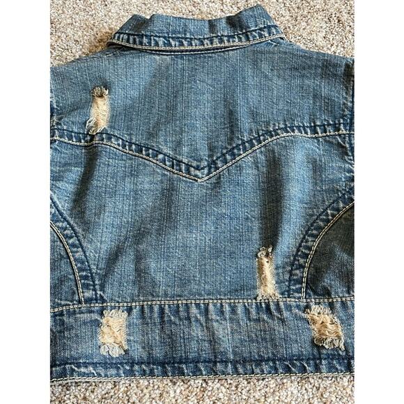Z. Cavaricci Distressed 100% Cotton Denim Cropped Vintage Jean Jacket size XS - Picture 7 of 9